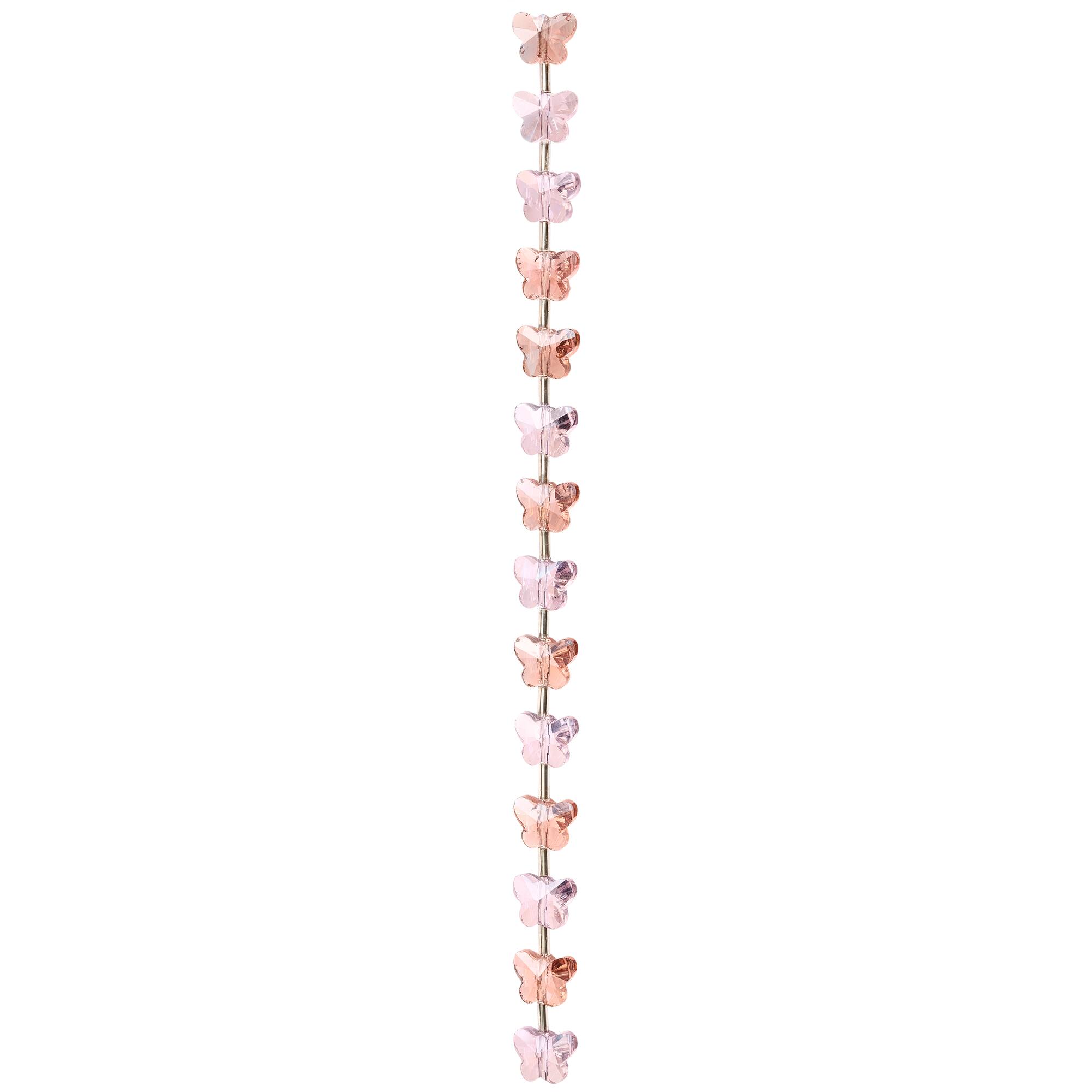 Pink Butterfly Glass Beads, 10mm by Bead Landing™